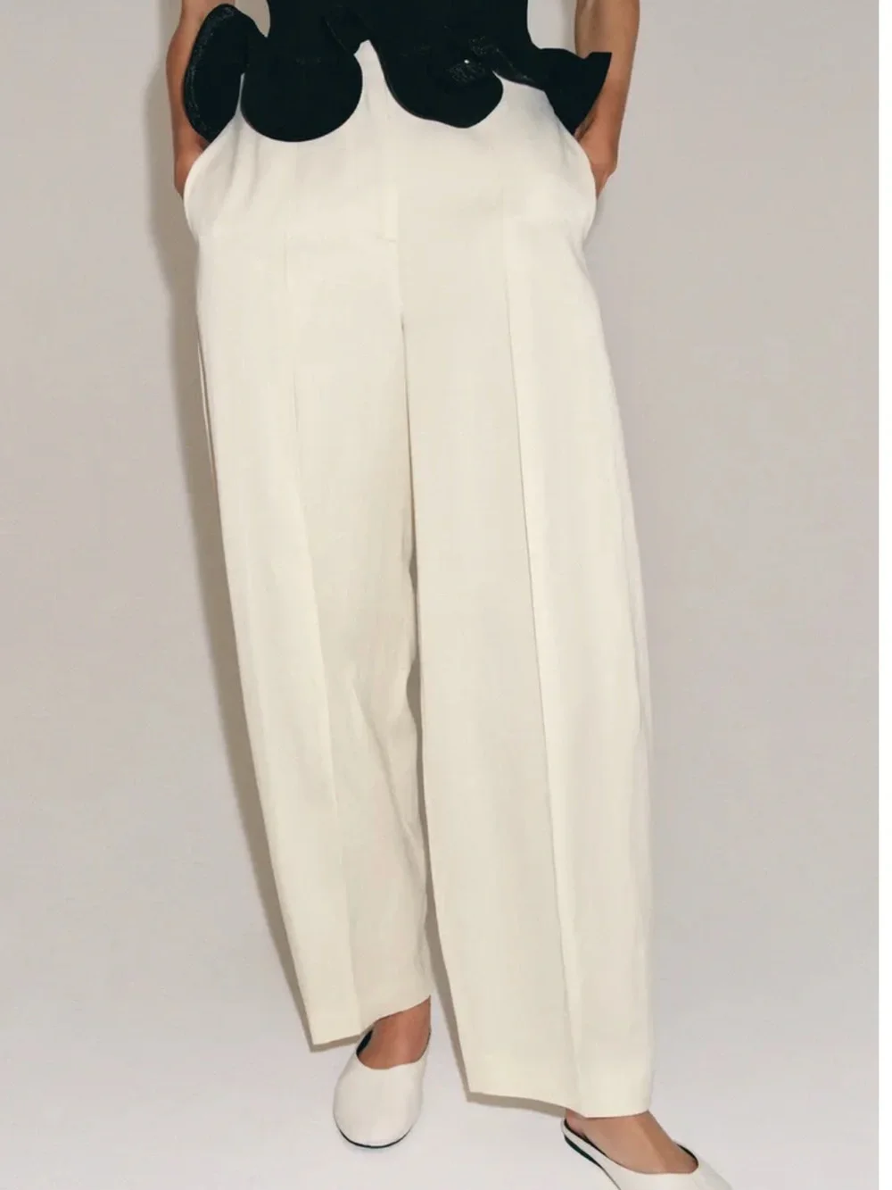 Zara NWT ZW COLLECTION LINEN BLEND BALLOON PANTS 1955/844